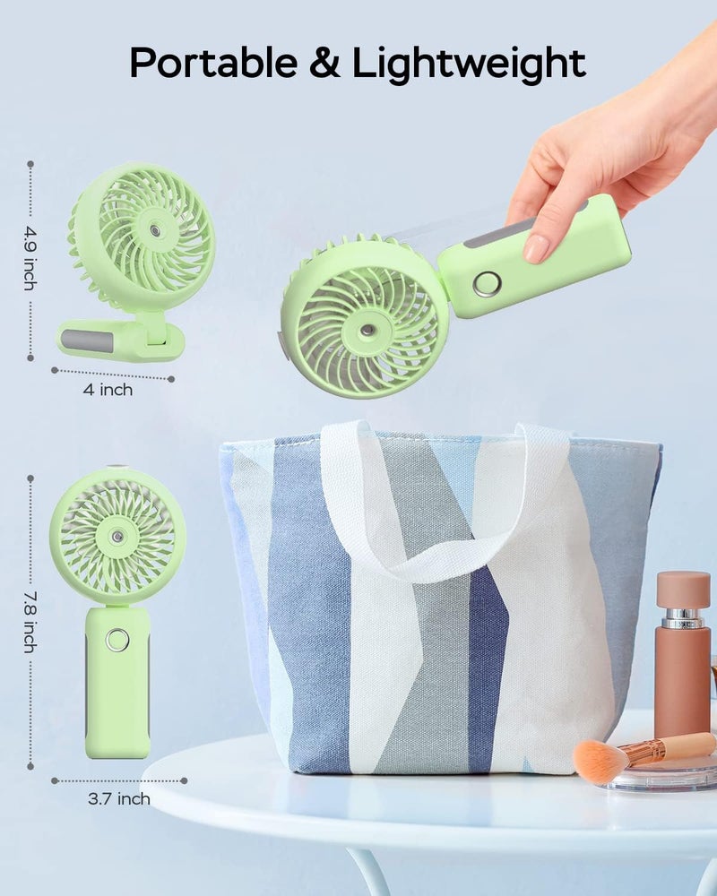 RNKRUN Portable Handheld Misting Fan, 4000mAh USB Rechargeable Personal Foldable Fan with Water Tank Battery Operated Spray Water Mist Makeup Small Face Steamer for Travel Outdoors Office matcha - Image 5